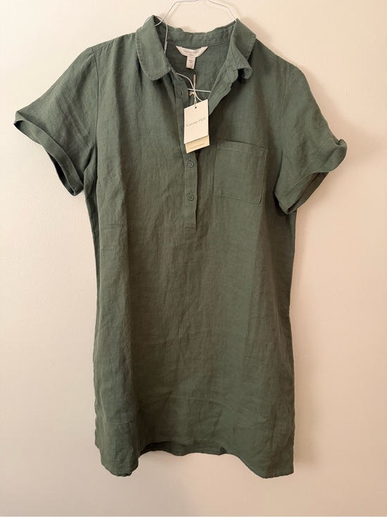 Garnet Hill Dresses & Skirts - Garnet Hill Olive Green Linen Polo Tunic
